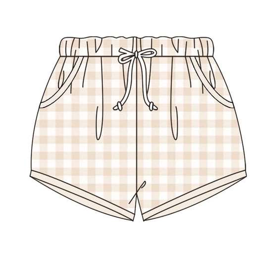 Gingham Knit Shorts with White Shirt