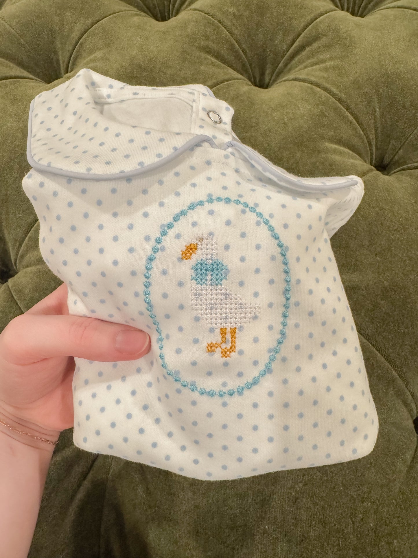 Blue Bitty Dot Romper